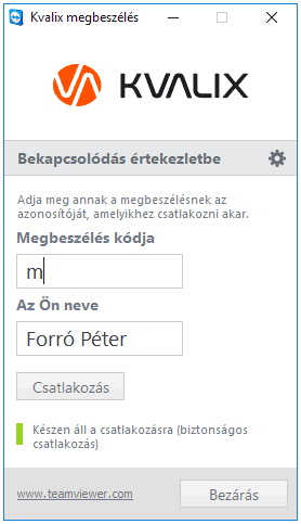 Teamviewer QuickJoin ablak