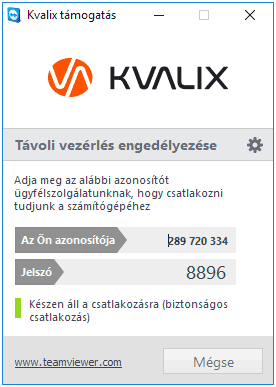 Teamviewer QuickSupport ablak